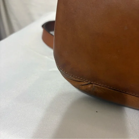 Cole Haan brown leather top handle tote with adj  shoulder strap and buckle - Picture 7 of 10